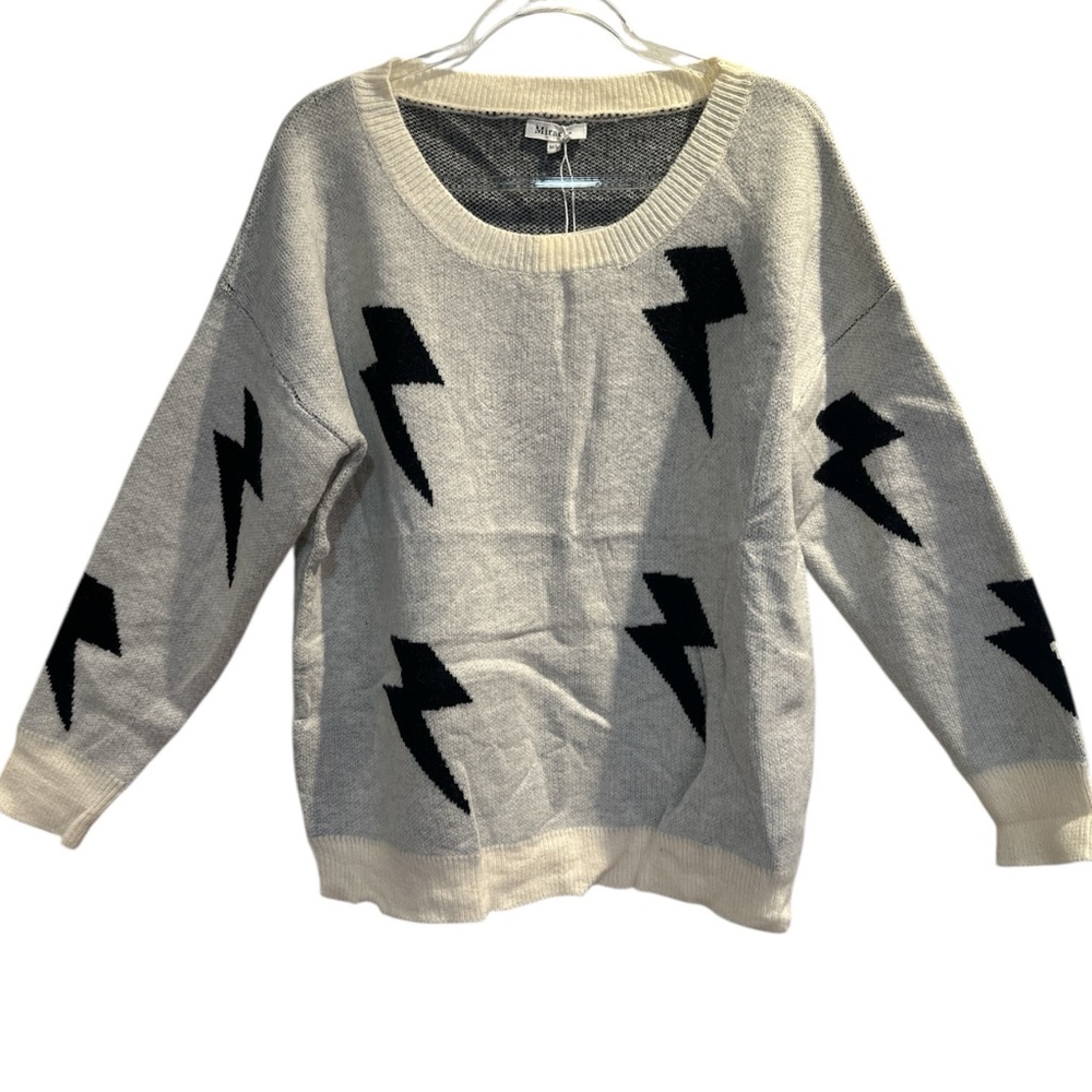 MIRACLE NWT Cozy Black and White Sweater - Picture 6 of 10
